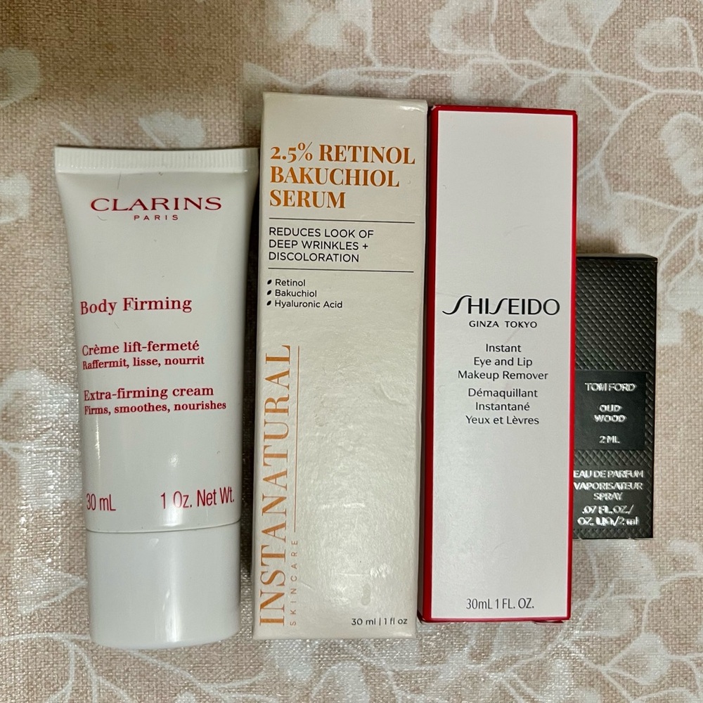 Clarins Body Firming Cream + shiseido makeup remover more NEW $45